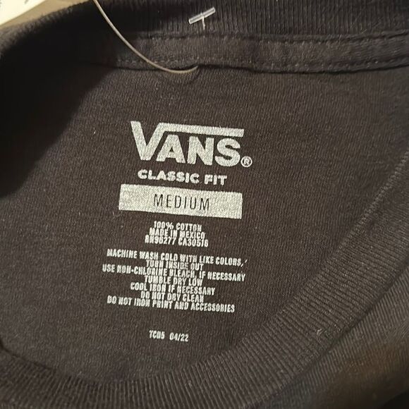VANS M Black White Patch Logo CA VANS NY Cotton Crewneck Short Sleeve Tee - Picture 9 of 9